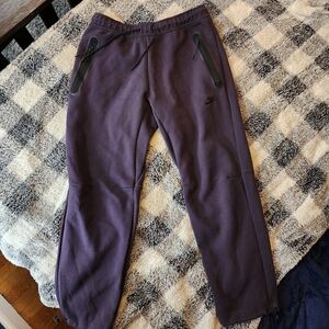 Nike Dark Purple Sweatpants With Black Nike Logo And Draw Strings, Large
